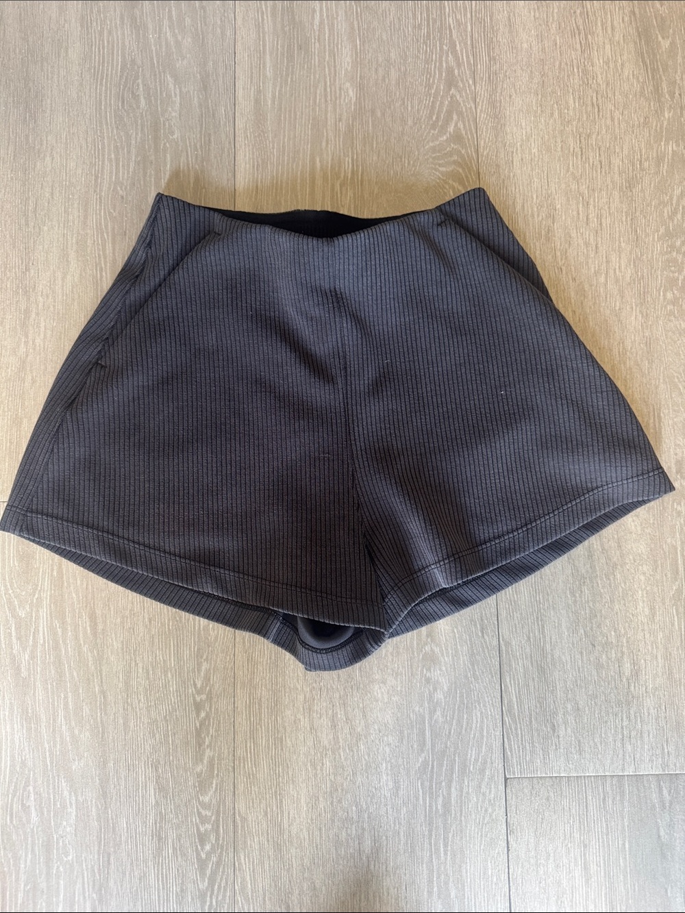 High-Waist Black Ribbed Women’s Shorts